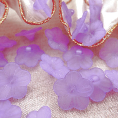 Acrylic Beads, Lilac, Frosted, 5-Petal, Flower, Button Beads, 15mm - BEADED CREATIONS