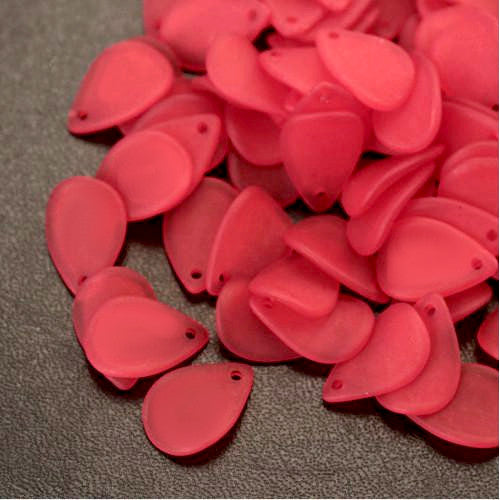 Acrylic Beads, Petals, Frosted, Red, 17mm - BEADED CREATIONS