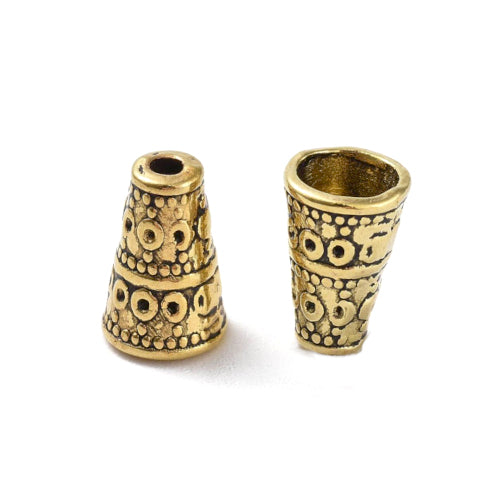 Bead Caps, Tibetan Style, Cone, Antique Gold, Alloy, 10x7mm - BEADED CREATIONS