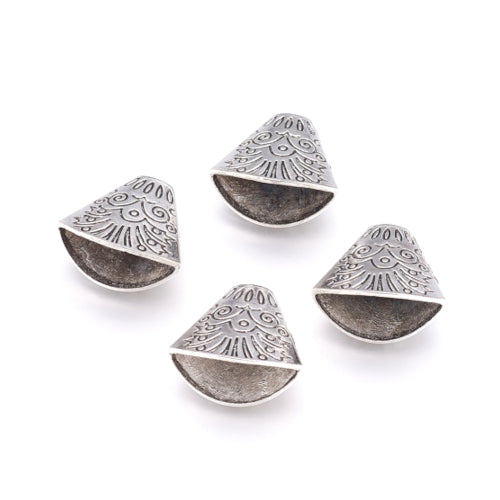 Bead Caps, Tibetan Style, Cone, Trumpet, Antique Silver, Alloy, Tassel End Caps, 18x19.5x10mm - BEADED CREATIONS