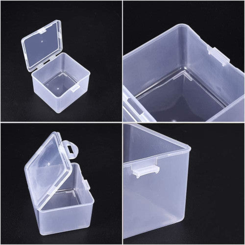 Bead Storage Containers, Plastic, Storage Container Box, Rectangle, With Hinged Lid, 9.6x10cm - BEADED CREATIONS