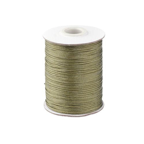 Beading Cord, Waxed, Polyester Cord, Dark Olive Green, 1mm - BEADED CREATIONS