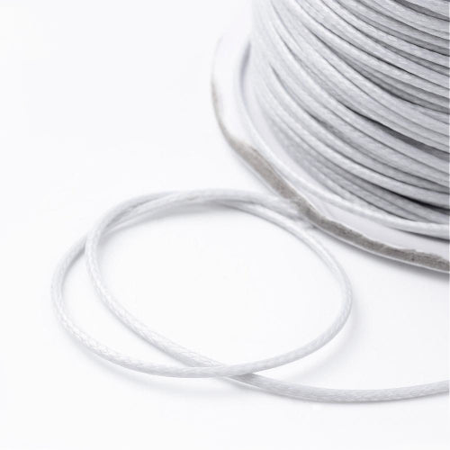 Beading Cord, Waxed, Polyester Cord, Light Grey, 2mm - BEADED CREATIONS