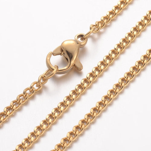Chain Necklace, 304 Stainless Steel, Curb Chain, With Lobster Clasp, Golden, 60cm - BEADED CREATIONS