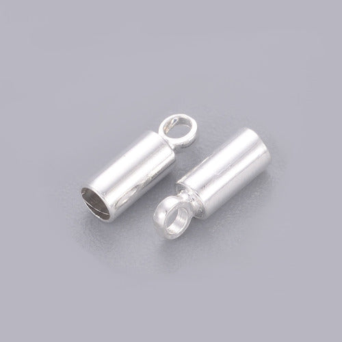 Cord Ends, Cylinder, Glue-In, 8x2.8mm, Silver Plated, Brass, Fits Up To 2mm Cord - BEADED CREATIONS