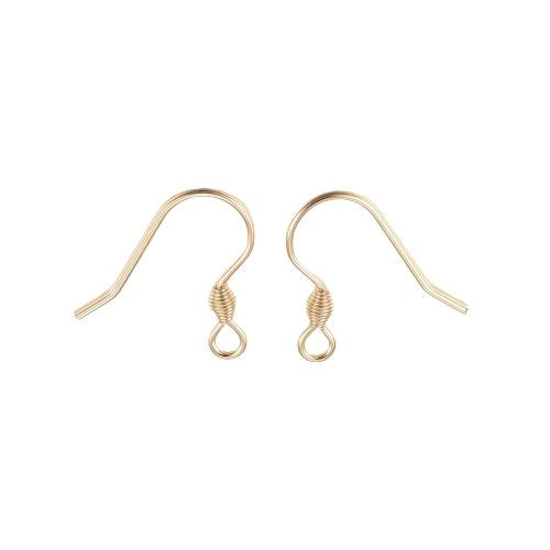 Earring Hooks, 304 Stainless Steel, 18K Gold Plated, Ear Wires, With Horizontal Loop And Spiral, Golden, 17mm - BEADED CREATIONS
