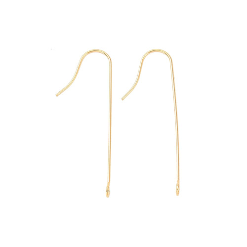 Earring Hooks, 316 Surgical Stainless Steel, Ear Wires, With Vertical Open Loop, Golden, 39mm - BEADED CREATIONS
