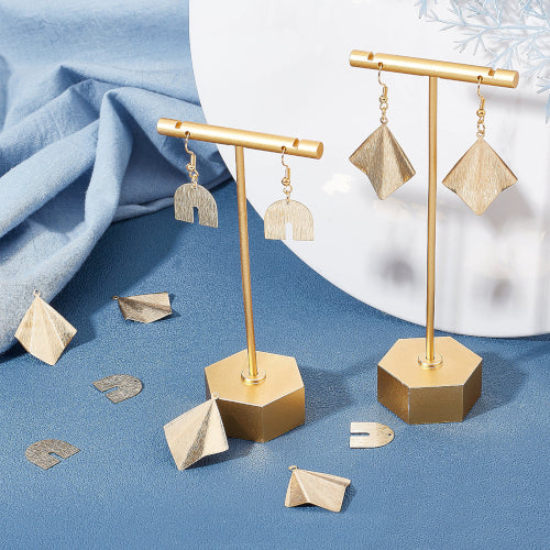 Earring Making Kit, Golden, Geometric Pendants, Brass Pendants, Earrings Hooks, Jump Rings - BEADED CREATIONS