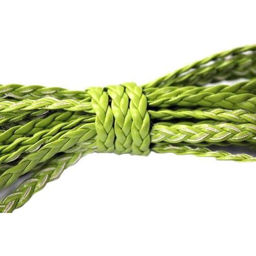 Faux Leather Cord, Flat, Braided, Bracelet Cord, Spring Green, 5mm - BEADED CREATIONS
