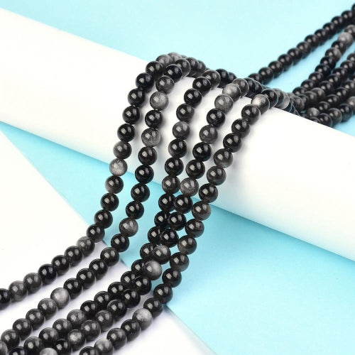 Gemstone Beads, Silver Obsidian, Natural, Round, 6mm - BEADED CREATIONS