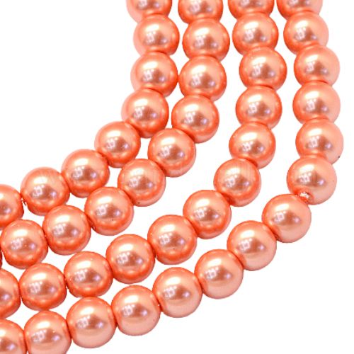 Glass Pearl Beads, Coral, Round, 4mm - BEADED CREATIONS