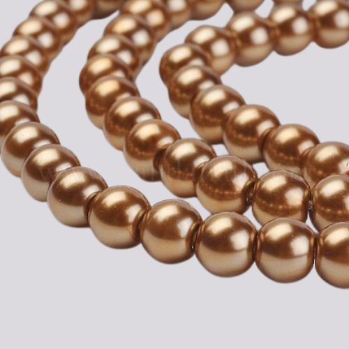 Glass Pearl Beads, Light Copper, Round, 4mm - BEADED CREATIONS