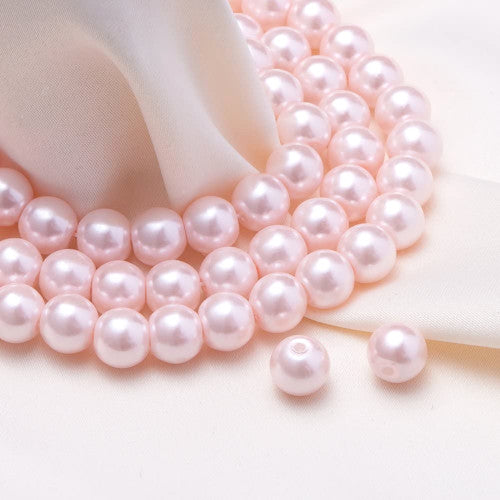 Glass Pearl Beads, Pink, Round, 8mm - BEADED CREATIONS
