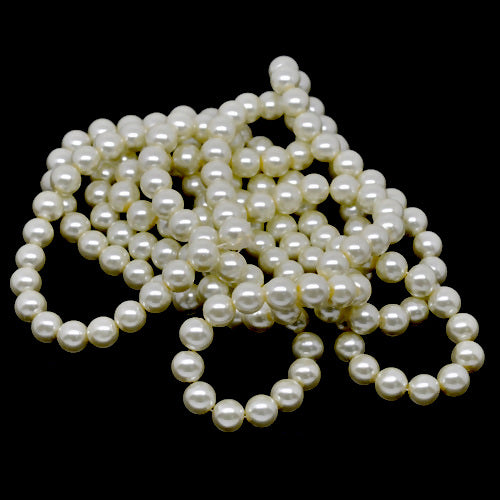 Glass Pearl Beads, Strand,  Ivory, Round, 10mm - BEADED CREATIONS