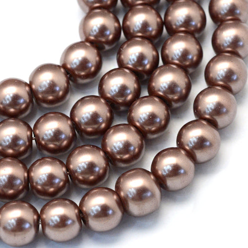 Glass Pearl Beads, Strand, Light Mocha, Round, 8mm - BEADED CREATIONS