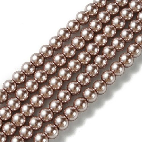 Glass Pearl Beads, Taupe, Round, 6mm - BEADED CREATIONS