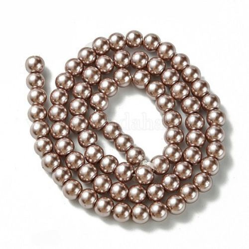 Glass Pearl Beads, Taupe, Round, 6mm - BEADED CREATIONS
