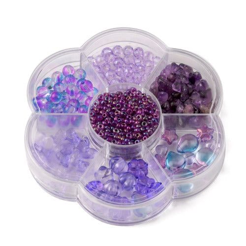 Jewelry Making Beads Kit, Transparent Glass Beads, Glass Seed Beads, Natural Amethyst Chip Beads, Plum - BEADED CREATIONS
