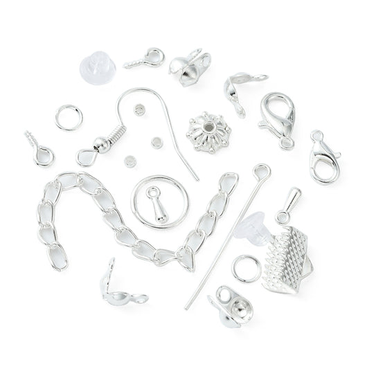 Jewelry Making Finding Kit, Silver Plated, Jewelry Making Findings - BEADED CREATIONS