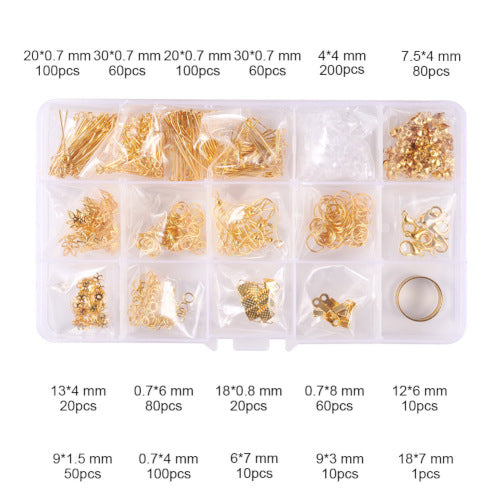Jewelry Making Kit, Jewelry Making Findings, With Jump Ring Opener, Golden, Alloy. Sold Per Container - BEADED CREATIONS