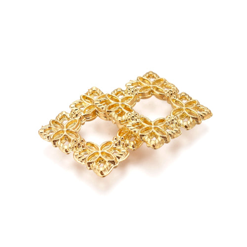 Links, Square, Filigree Joiners, 18K Gold Plated, Alloy, Focal, 15mm - BEADED CREATIONS