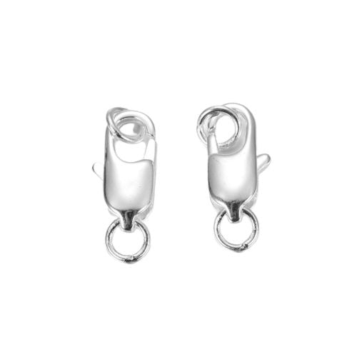 Lobster Claw Clasps, Silver Plated, Brass, 16x6mm, With Jump Ring - BEADED CREATIONS