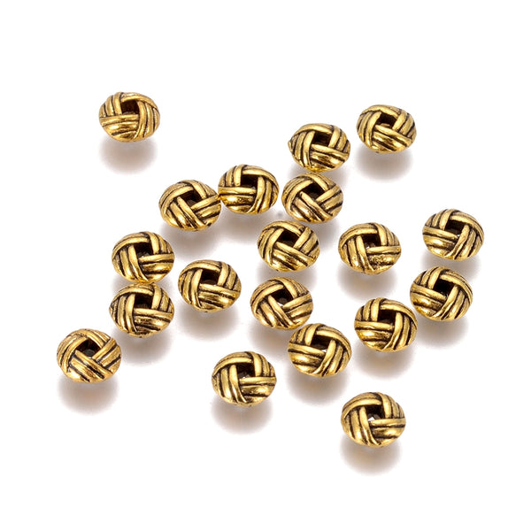 Metal Spacer Beads, Tibetan Style, Rope Edge, Rondelle, Antique Gold, Alloy, 6mm - BEADED CREATIONS