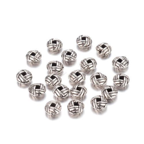 Metal Spacer Beads, Tibetan Style, Rope Edge, Rondelle, Antique Silver, Alloy, 6mm - BEADED CREATIONS