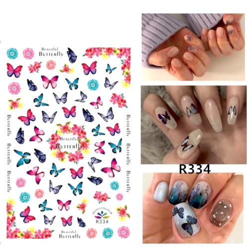 Nail Art, Nail Stickers, Butterflies, Flowers, 334 - BEADED CREATIONS