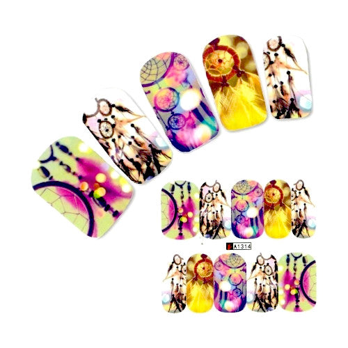 Nail Art, Water Transfer, Decals, Dream Catcher, Boho, Nail Art Sliders, Multicolored. A1314 - BEADED CREATIONS