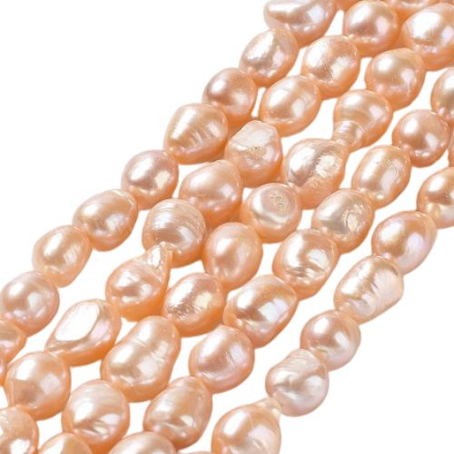 Pearl Beads, Natural, Freshwater, Cultured, Rice, Peach Puff, 7-12.5x6-6.5mm - BEADED CREATIONS