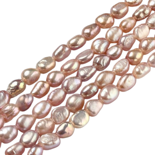 Pearl Beads, Natural, Freshwater, Cultured, Rice, Thistle, 6.5-8x5-5.5mm - BEADED CREATIONS