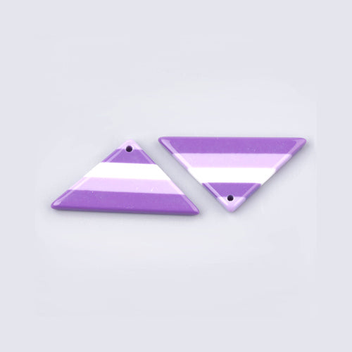 Pendants, Acetate, Triangle, Purple, Striped, Focal, 24mm - BEADED CREATIONS