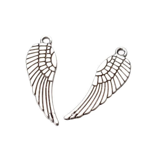 Pendants, Tibetan Style, Angel Wing, Double-Sided, Antique Silver, Alloy, 30mm - BEADED CREATIONS