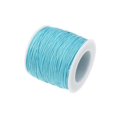 Waxed Cotton Cord, Ocean Blue, 1mm, 25-Meter Spool - BEADED CREATIONS