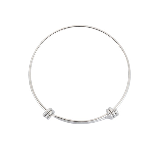 Bangles, 304 Stainless Steel, Adjustable Charm Bangles, Double Bar, Silver Tone, 19-21cm - BEADED CREATIONS
