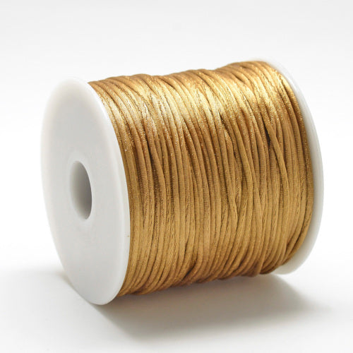 Beading Cord, Nylon Cord, Rattail, Satin Cord, Gold, 2.5mm - BEADED CREATIONS