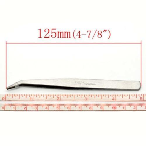Beading Tweezers, Bent Nose, Silver Tone, Curved, 125mm - BEADED CREATIONS