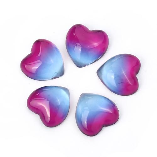Cabochons, Glass, Heart, Flat Back, Blue, Hot Pink, Gradient, 15mm - BEADED CREATIONS