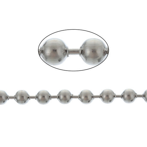 Chain, 304 Stainless Steel, Ball Chain, Silver Tone, 1.5mm - BEADED CREATIONS