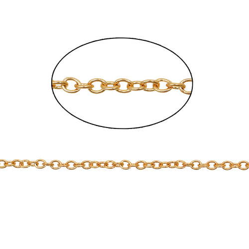 Chain, 304 Stainless Steel, Cable Chain, Soldered, Oval, Gold Plated, 2x1.5mm - BEADED CREATIONS
