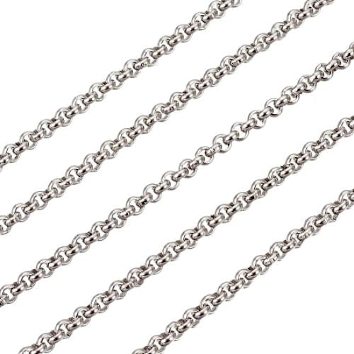 Chain, 304 Stainless Steel, Rolo Chain, Belcher Chain, Open Link, Silver Tone, 2.5mm - BEADED CREATIONS