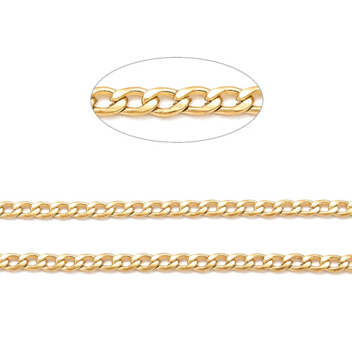 Chain, 304 Stainless Steel, Twisted Chain, Curb Chain, Open Link, Gold Plated, 4-5x3mm - BEADED CREATIONS