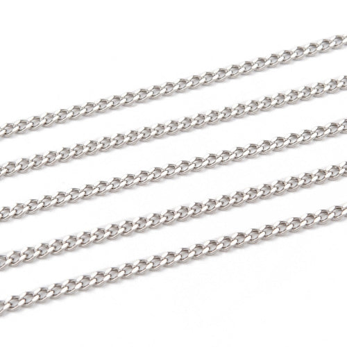 Chain, 304 Stainless Steel, Twisted Chain, Curb Chain, Open Link, Silver Tone, 3x2mm - BEADED CREATIONS