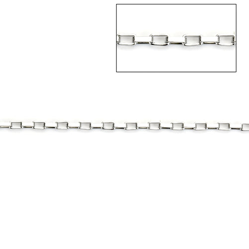 Chain, 304 Stainless Steel, Venetian Chain, Box Chain, Open Link, Rectangle, Silver Tone, 4x2mm - BEADED CREATIONS