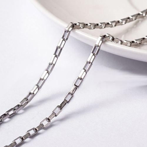 Chain, 304 Stainless Steel, Venetian Chain, Box Chain, Open Link, Rectangle, Silver Tone, 4x2mm - BEADED CREATIONS