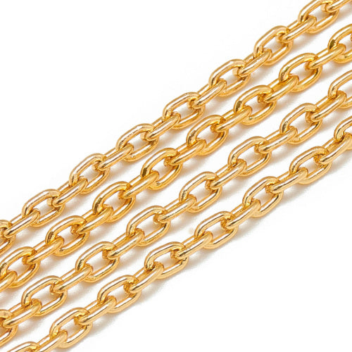 Chain, Aluminium, Cable Chain, Oval, Open Link, Gold, 5.3x3.5mm - BEADED CREATIONS