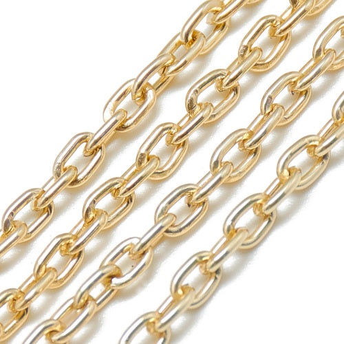 Chain, Aluminium, Cable Chain, Oval, Open Link, Light Gold, 4.6x3.1mm - BEADED CREATIONS