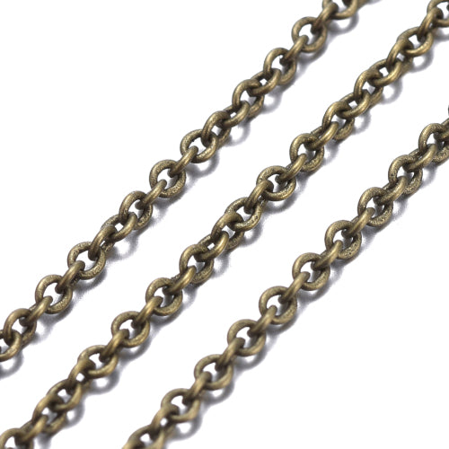 Chain, Brass, Cable Chain, Soldered, Oval, Antique Bronze, 2x1.5mm - BEADED CREATIONS
