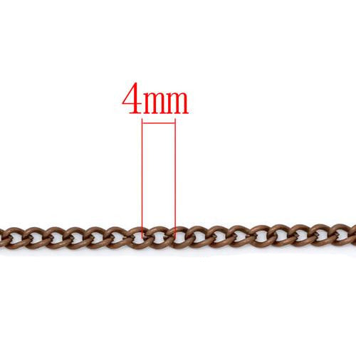 Chain, Brass, Twisted Chain, Curb Chain, Open Link, Red Copper, 4x3mm - BEADED CREATIONS